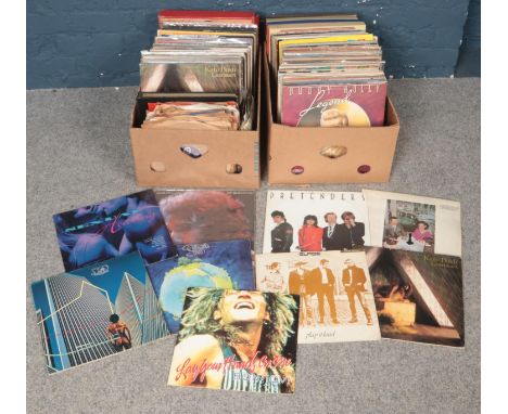 Two boxes of records. Including Led Zeppelin, Michael Jackson, Bruce Springsteen, Bon Jovi, etc.  