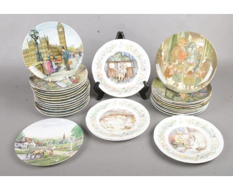 A box of collectable plates. To include Royal Worcester Peter Pan Collection (4), Royal Doulton Crinkley Bottom (1), Wedgwood
