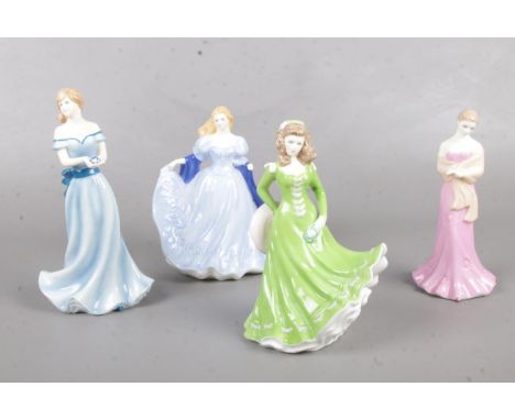 Four Royal Worcester figurine's. Special Day 'Bridesmaid', 'Claire',  Birthstone Crystal 'Taurus', Emily.  Emily has a broken