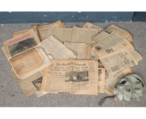 A group of vintage newspaper. Daily Express 1938, The Star Big Freeze 1962-63, Sheffield Telegraph 1952 etc  