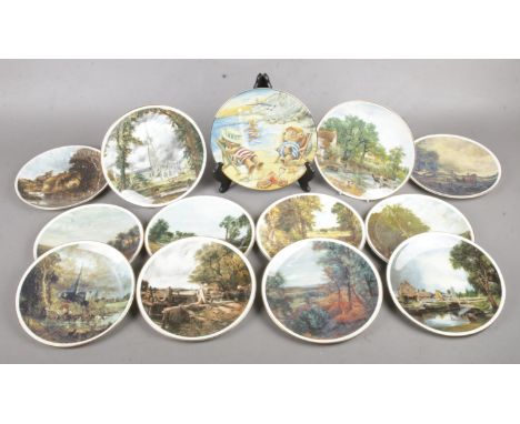 A box of thirteen collectors plates. To include twelve Coalport John Constable landscape plates, together with a Danbury Mint