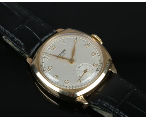 A Vertex Revue 9ct gold manual wristwatch.  Running.