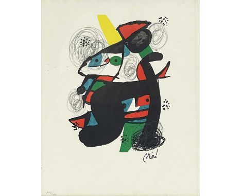 Y Joan Miro (Spanish, 1893-1983), Untitled, limited edition colour print No.1497/1500, 30 by 24cm, framed. Note: Artist Resal