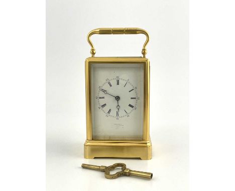 Le Roy &amp; Fils, Paris, a gilt brass carriage clock, early 20th Century, five glass cornice case with visible escapement, s