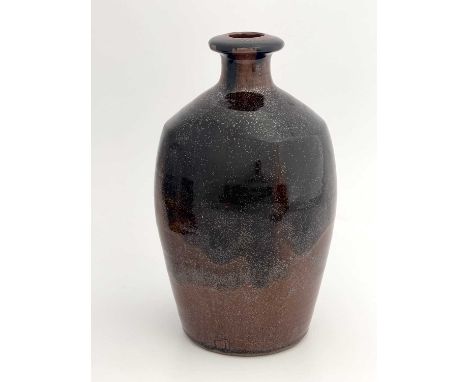 Y David Leach (1911-2005), a studio pottery stoneware vase, tenmoku glaze, impressed mark, 27cm high