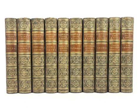 Leather Bindings, Edgeworth, Maria, Edgeworth's Tales &amp; Novels, ten volumes, 1857, Simpkin Marshall &amp; Co, London, ful