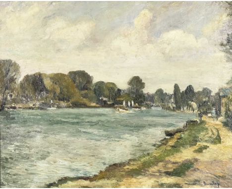 Y Ronald Ossory Dunlop R.A. (Irish, 1894-1973), 'The Thames at Walton', signed l.r., titled verso, oil on canvas, 60 by 72cm,