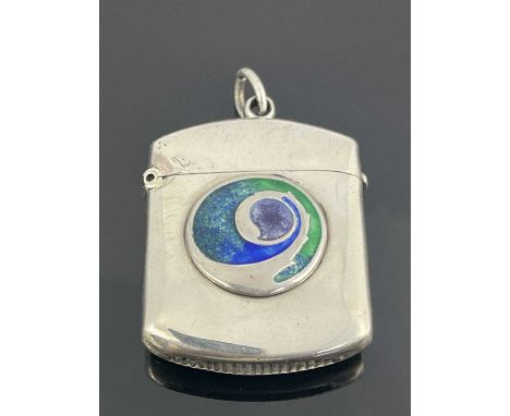 Archibald Knox for Liberty and Co., an Arts and Crafts silver and enamelled vesta case, William Hair Haseler, Birmingham 1900