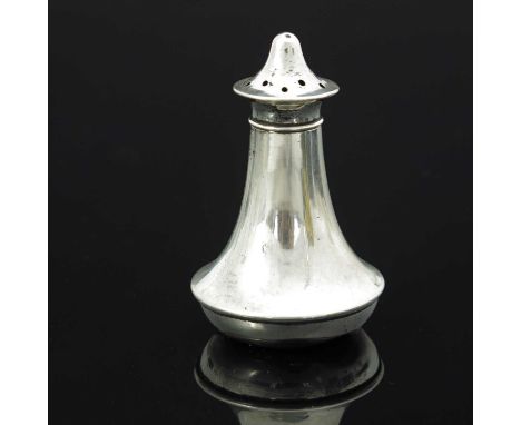 Liberty and Co., an Arts and Crafts silver pepper pot, William Hair Haseler, Birmingham 1920, sweeping conical form with pier