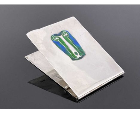 Archibald Knox for Liberty and Co., an Arts and Crafts silver and enamelled notepad case, William Hair Haseler, Birmingham 19