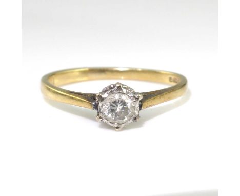 An 18 carat gold and diamond solitaire ring, size K 1/2