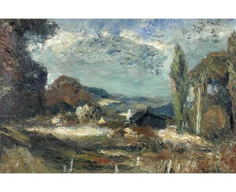 Y Ronald Ossory Dunlop R.A. (Irish, 1894-1973), landscape with a cottage, signed l.r., oil on canvas, 50 by 72cm, framed. Not