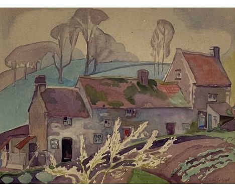 James F. Murray Floyd (British, 1889-1995), 'Cottages on a Hillside', signed l..r, titled verso, watercolour, 22 by 29cm, fra