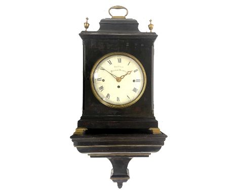 Thomas Green, Bristol Hotwell, a George III bracket clock, ebonised chamfered case, caddy top with brass swing handle and urn