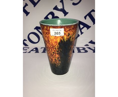 VINTAGE POOLE POTTERY VASE IN BLUE & YELLOW & RED