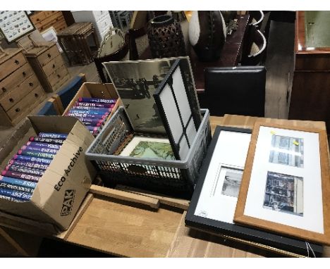 1 BOX OF HISTORY & 1 BOX OF WAR BOOKS PLUS 11 PRINTS