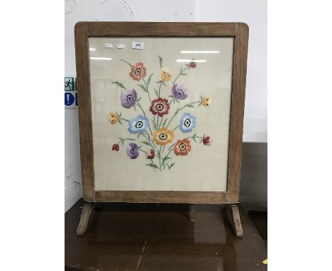 VINTAGE FIRE SCREEN TABLE WITH EMBROIDERY