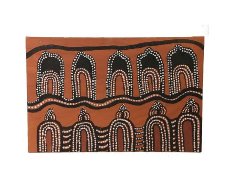 Jack Britten (c1921-2001)'The Dancers'signed (to reverse), Aboriginal oil on canvas50 x 77cm (20" x 30") unframedProvenance: 