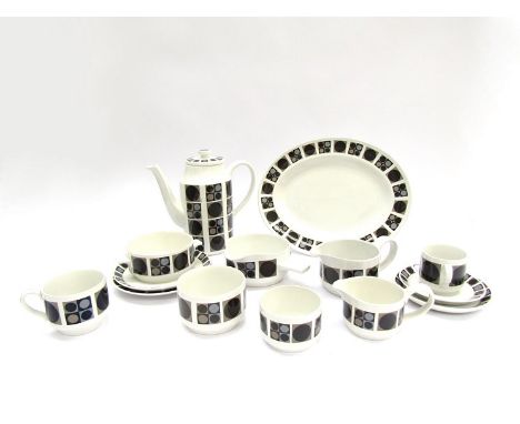 A Midwinter 'Focus' collection of coffee and dinner wares, designed by Barbara Brown.