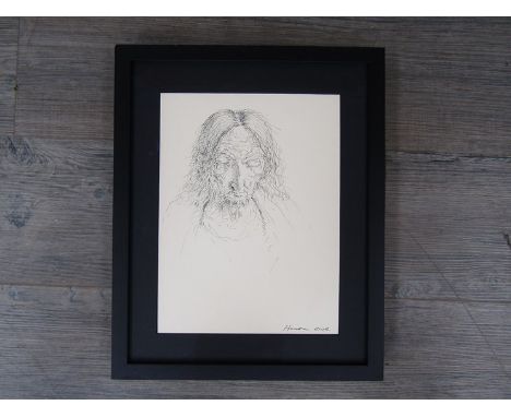 PETER HOWSON OBE (b.1958), framed original pen and ink drawing "Hopeful man" titled and dated 2012 to reverse and signed and 