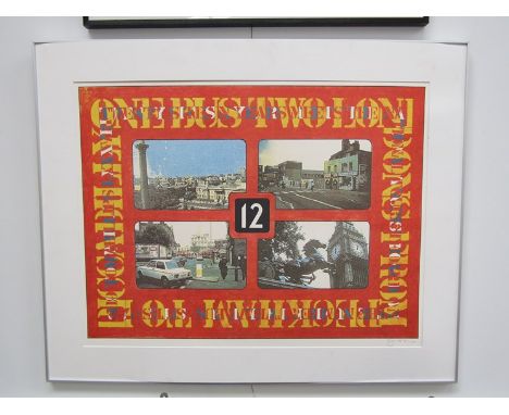 TOM PHILLIPS RA (b.1937) Limited edition framed art print "Number 12 bus - the unwinding", signed bottom right. This is a rar