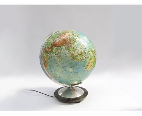 A glass world globe lamp made in West Germany by Columbus Erdglobus 