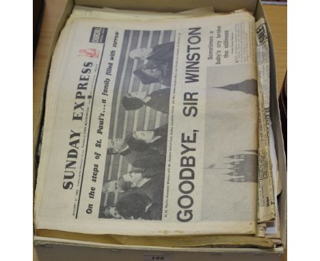 Newspapers and articles concerning the death of Winston Churchill; The First World War; The Royal Family etc.