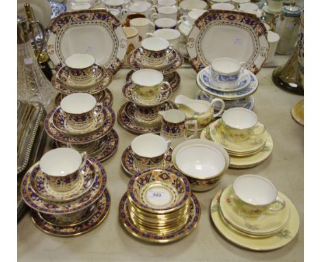 Teaware - including Coalport reverly teacup saucer and side plate, another, Aynsley teacups and saucers, decorated with flowe