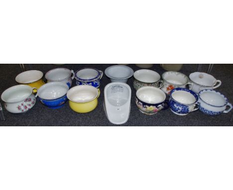 Victorian and later chamber pots including Price Bros.; Trentham; Azalea, some hand painted. others transfer printed; The New