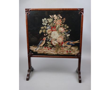 Embroidered fire screen 