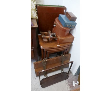 Collection of mostly wooden items to include metamorphic child's chair, Bagatelle board, wood plane etc. 