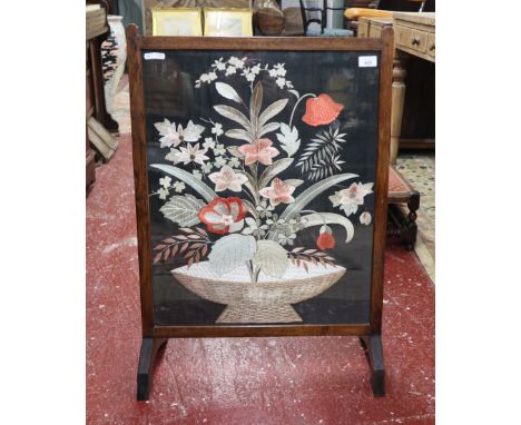 Silk embroidered fire screen 
