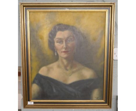 Oil on canvas portrait of a lady 1957 - Approx image size 49cm x 59cm 