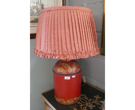 Large tea caddy lamp together with shade 