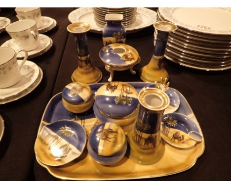 Noritake Camel in the Desert dressing table set on a tray 