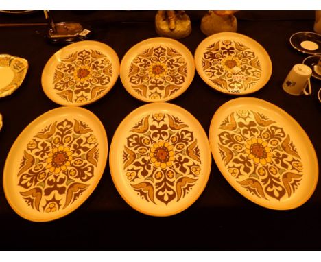 Six large Denby Canterbury oval plates