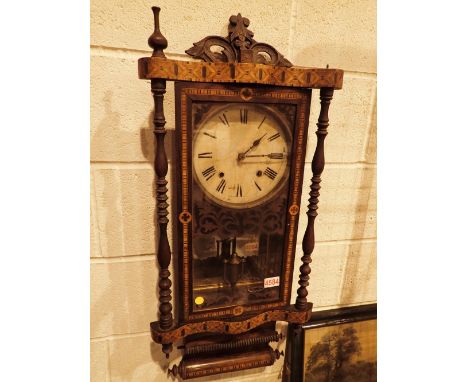 Tunbridge ware inlaid chiming wall clock 