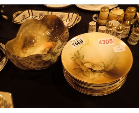 Noritake six side plates and a bowl in the Peanut pattern CONDITION REPORT: All pieces appear in good condition with no appar