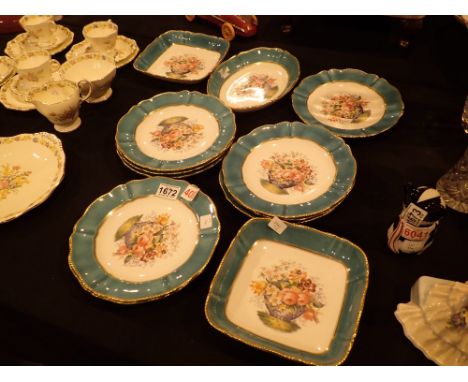 Twelve pieces handpainted early 20thC Spode ceramics