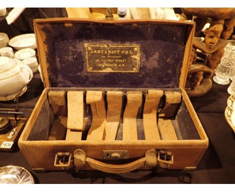 Leather shotgun cartridge case from the Army and Navy CSL Gun Department outer case marked WJ Heaton CONDITION REPORT: Requir