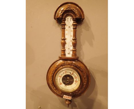Walnut framed barometer / thermometer 