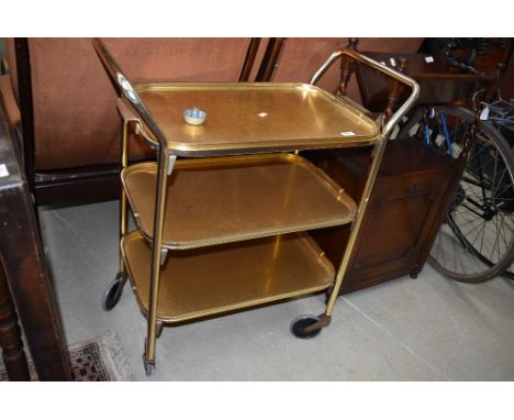 A vintage metal tea trolley