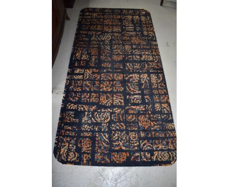A vintage carpet piece, rug size with rounded edges, approx. 186 x 92cm