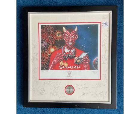 Abracadabra Manchester United Hand Signed LITHOGRAPH Limited edition number 9 of 100 produced, featuring a colour image of a 