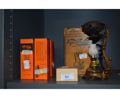 A vintage 'Vapo-Cresolene' vaporiser and boxes of medicated inhalant.