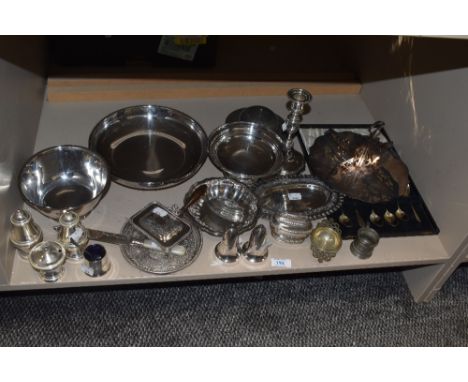 A selection of flatware, boxed spoons, salt and pepper, candlestick etc to be included.