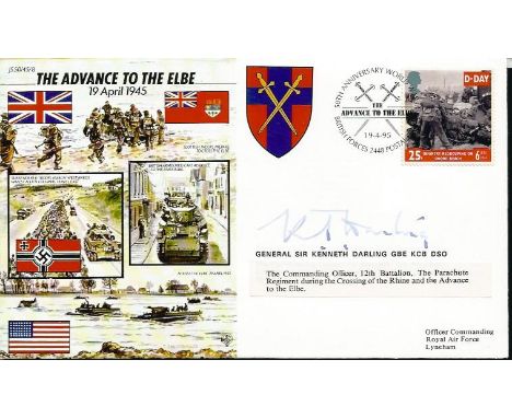 Sir Kenneth Darling signed 50th ann WW2 cover JS50/45/8 The Advance to The Elbe