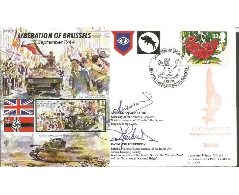 Andree Antoine, Raymond Itterbeek signed 50th ann WW2 cover JS50/44/10 Liberation of Brussels