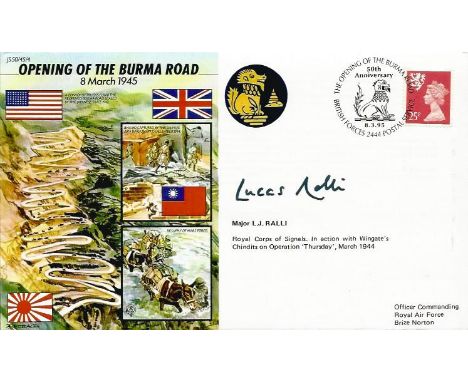 Major L.J. Ralli signed 50th ann WW2 cover JS50/45/4 Opening of The Burma Road