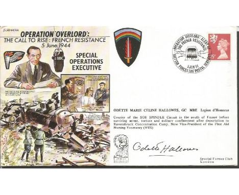 Odette Hallows GC WW2 SOE Spindle Circuit resistance VIP signed 50th ann Operation Overlord French Resistance cover JS50/44/4